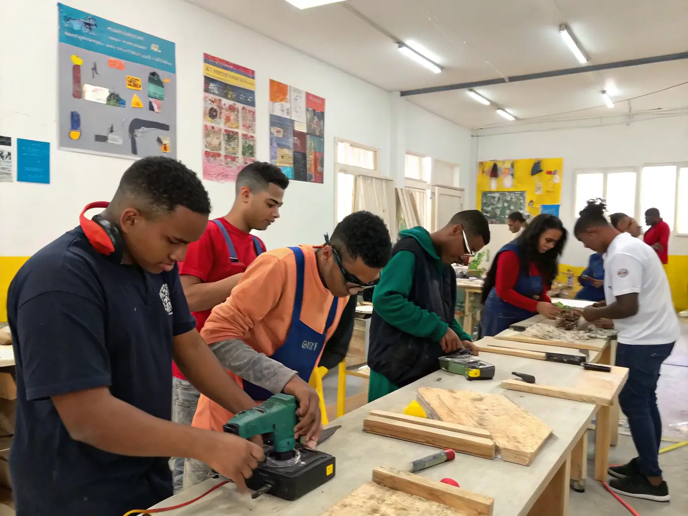 A picture of young adults participating in a vocational training workshop, highlighting skill development and career readiness.