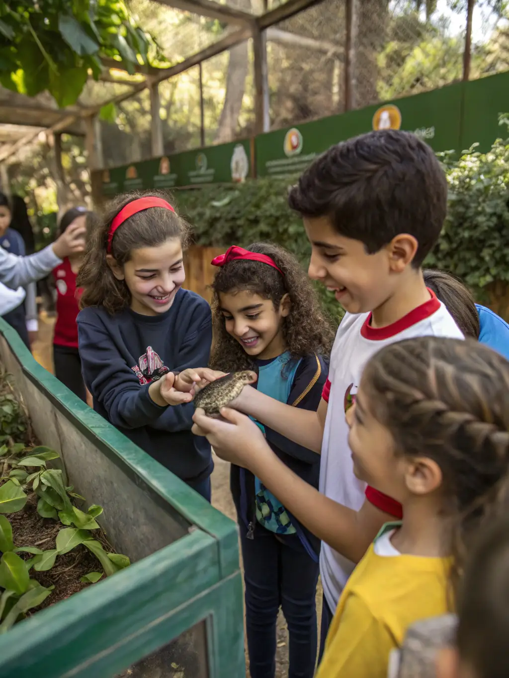 A vibrant image of children participating in an interactive educational program at the refuge, learning about local wildlife and conservation efforts.